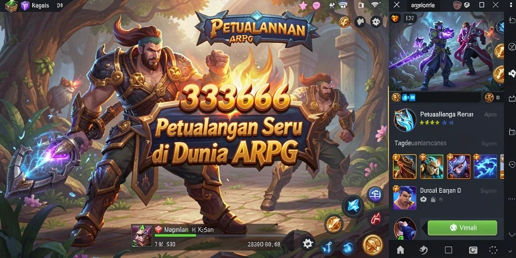 Tangkapan layar utama menunjukkan aksi pertarungan seru dalam game ARPG.
