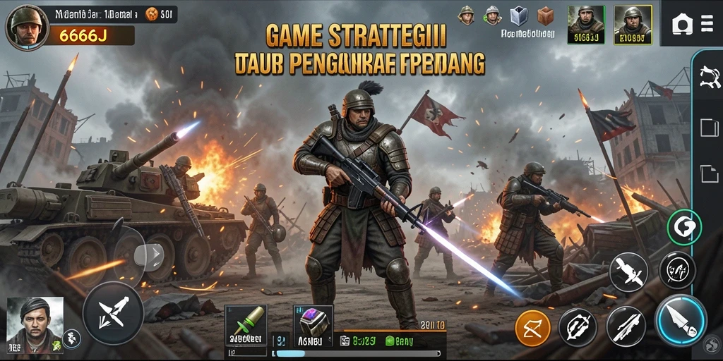 Tampilan gameplay yang mendebarkan dalam game strategi 666J.