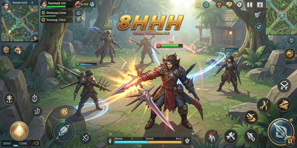 Screenshot gameplay 8HHH yang menampilkan aksi pertempuran seru.