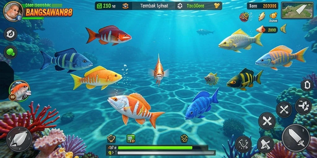 Gameplay BANGSAWAN88 menampilkan aksi Tembak Ikan yang seru.