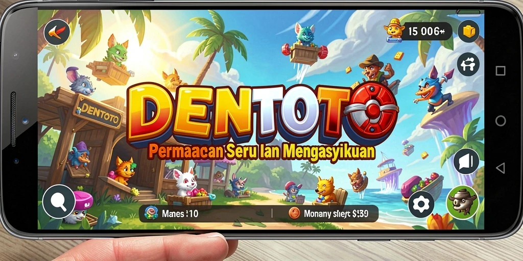 Screenshot DENTOTO menampilkan aksi gameplay yang seru dan berwarna.