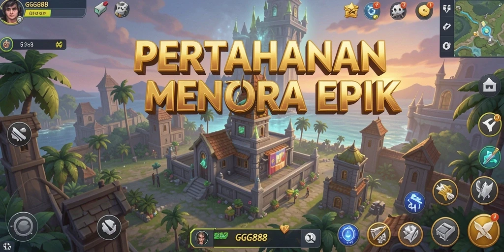 Tampilan gameplay menara pertahanan yang seru dan mendebarkan.