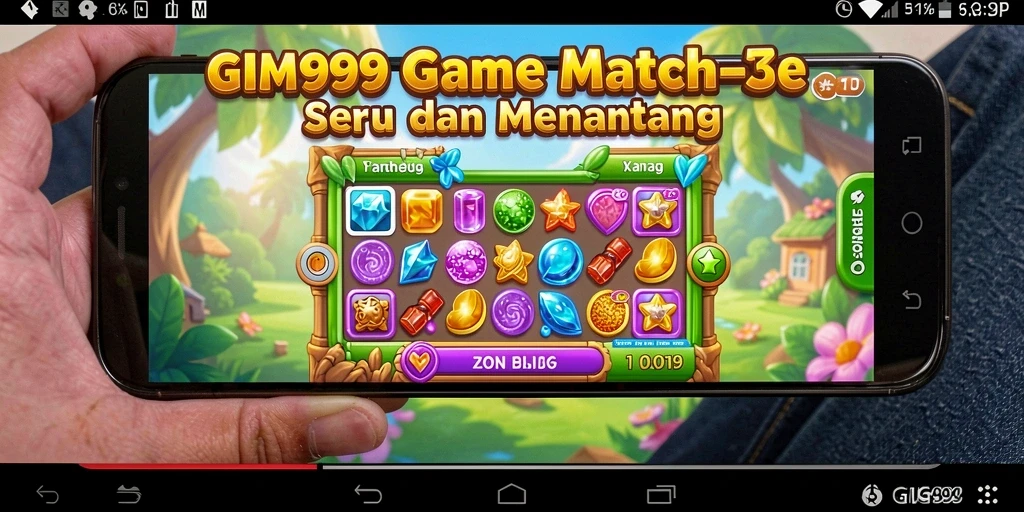 Tampilan gameplay seru dari GIM999 dengan tantangan Match-3.