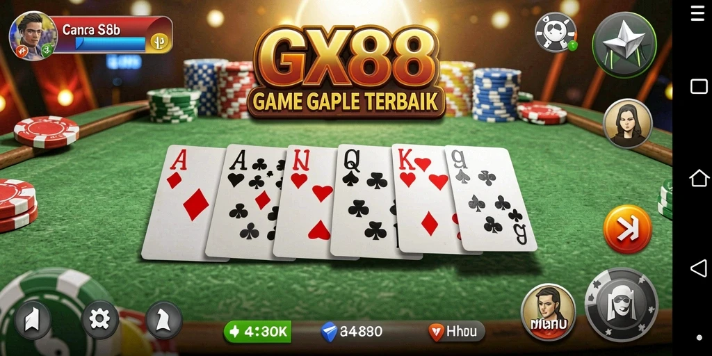 Tampilan gameplay Gaple yang menarik dalam GX88.