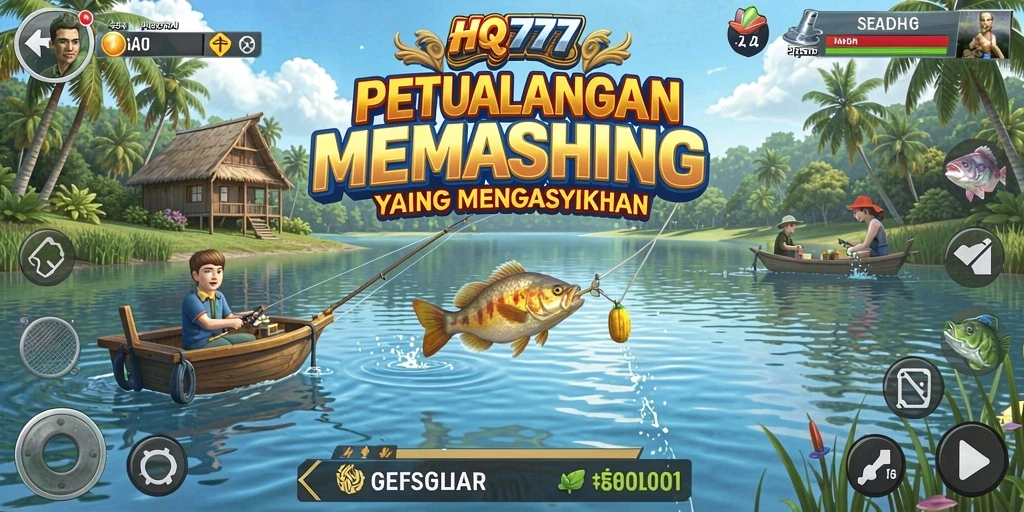 Screenshot gameplay HQ777 yang menampilkan aksi memancing seru.