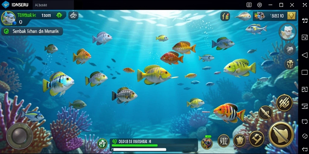 Tampilan gameplay seru dari IDNSERU saat menangkap ikan.