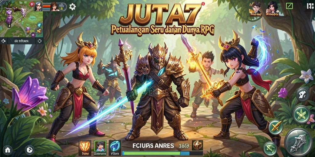 Screenshot gameplay JUTA7 menampilkan pertempuran seru dan karakter unik.