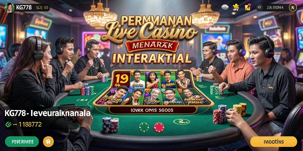 Screenshot KG778 menampilkan dealer langsung dan suasana permainan kasino yang menarik.