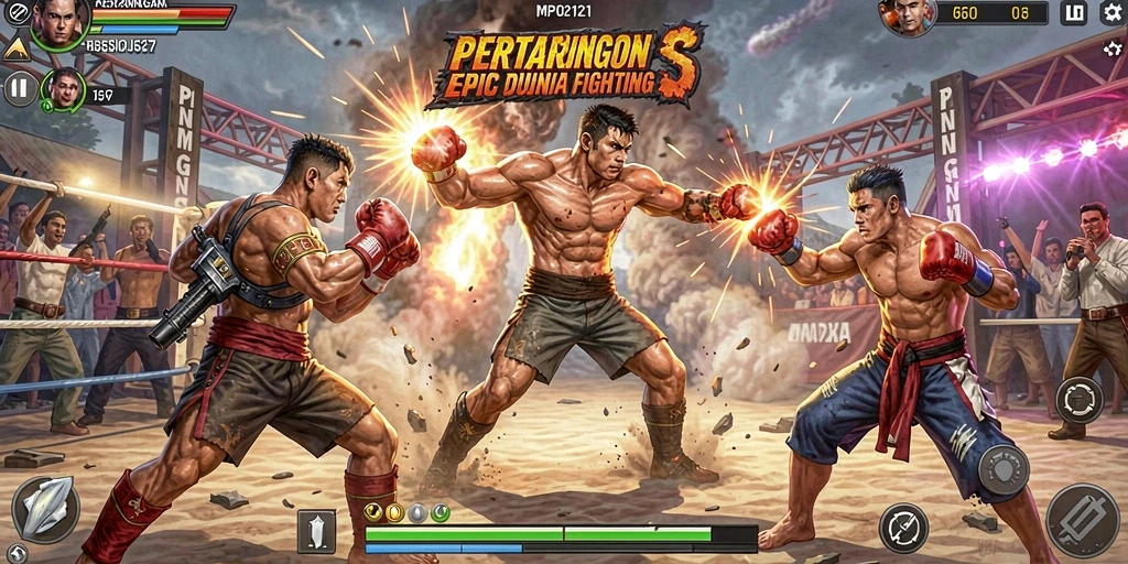 Tampilan gameplay seru dari MPO2121 dengan aksi pertarungan intens.