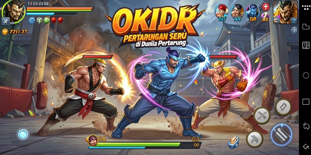 Tampilan gameplay intens dengan aksi pertarungan yang seru.