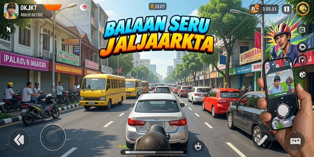 Gameplay intens balapan dijalan Jakarta.