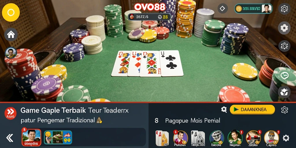 Screenshot OVO88 menampilkan gameplay seru dari Gaple.