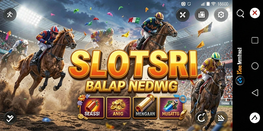 Tangkapan layar gameplay SLOTSRI menampilkan aksi balap yang intens.