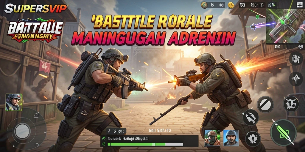Gameplay seru dalam pertempuran Battle Royale di SUPERSVIP.