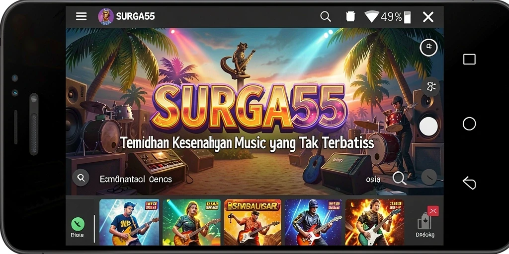 Screenshot gameplay SURGA55 menampilkan pengalaman musik yang interaktif.