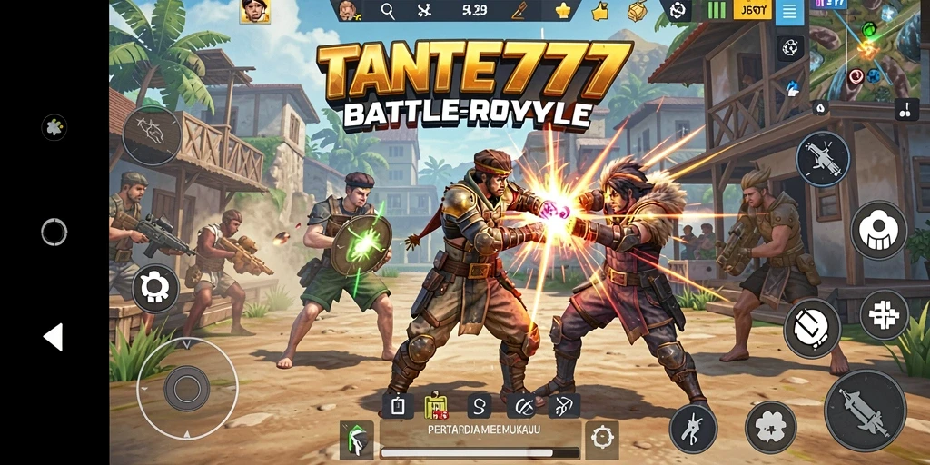 Screenshot gameplay TANTE777 menunjukkan aksi pertempuran yang mendebarkan.