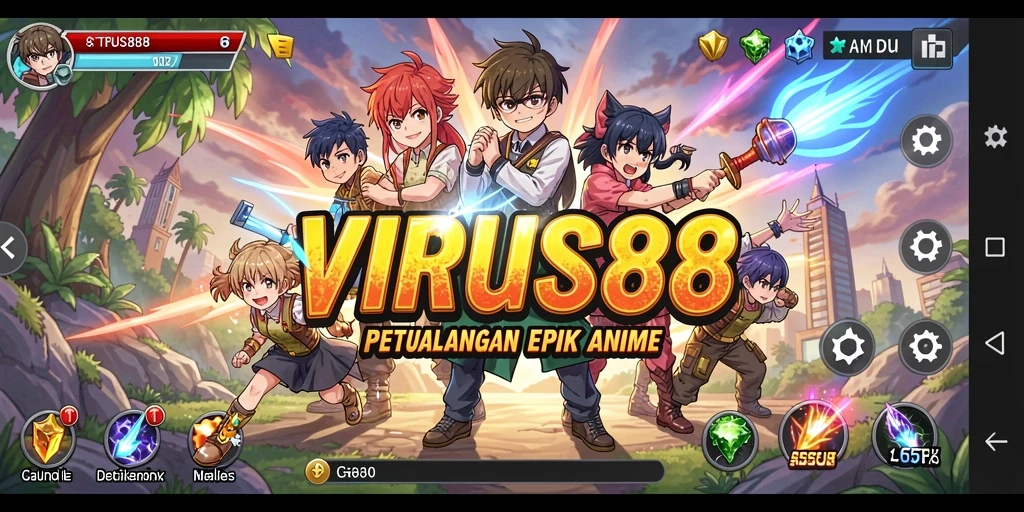 Tampilan gameplay seru di dunia Anime yang memukau.