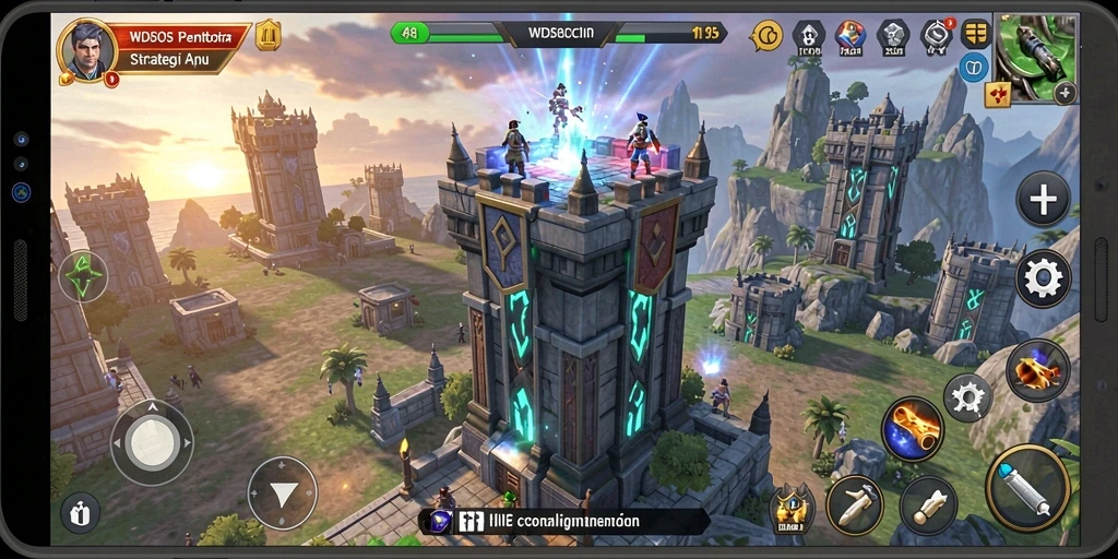 Tampilan gameplay WDBOS dengan strategi menara yang menantang.