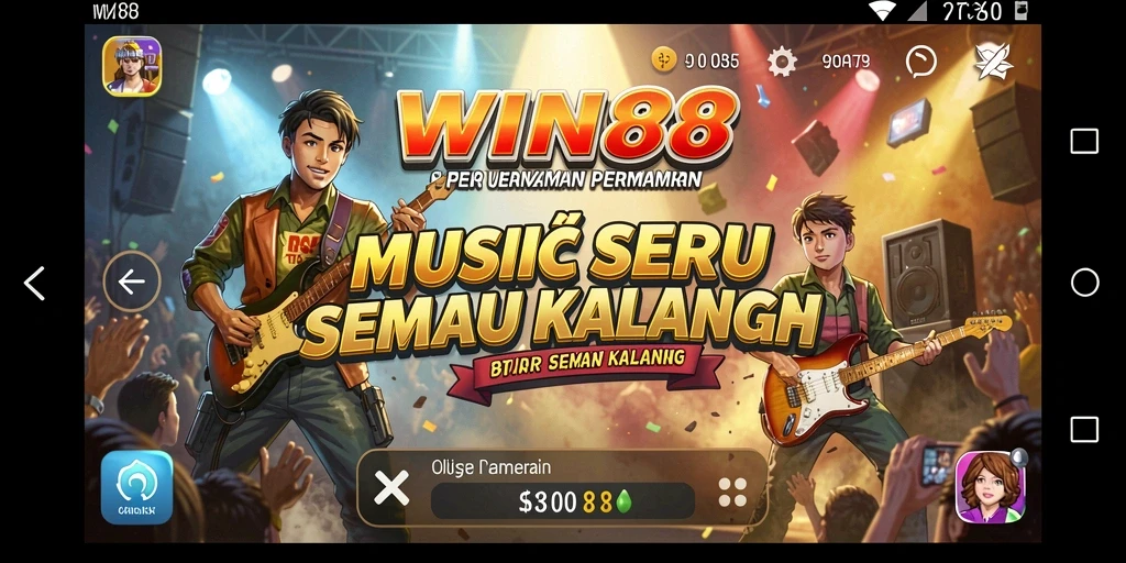 Tampilan gameplay seru aplikasi WIN88 dengan lagu-lagu favorit.